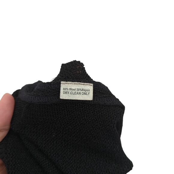 Linda Iki Women XS Skirt Black Knit Hawaiian Side Slit Business Office VTG - Picture 4 of 7